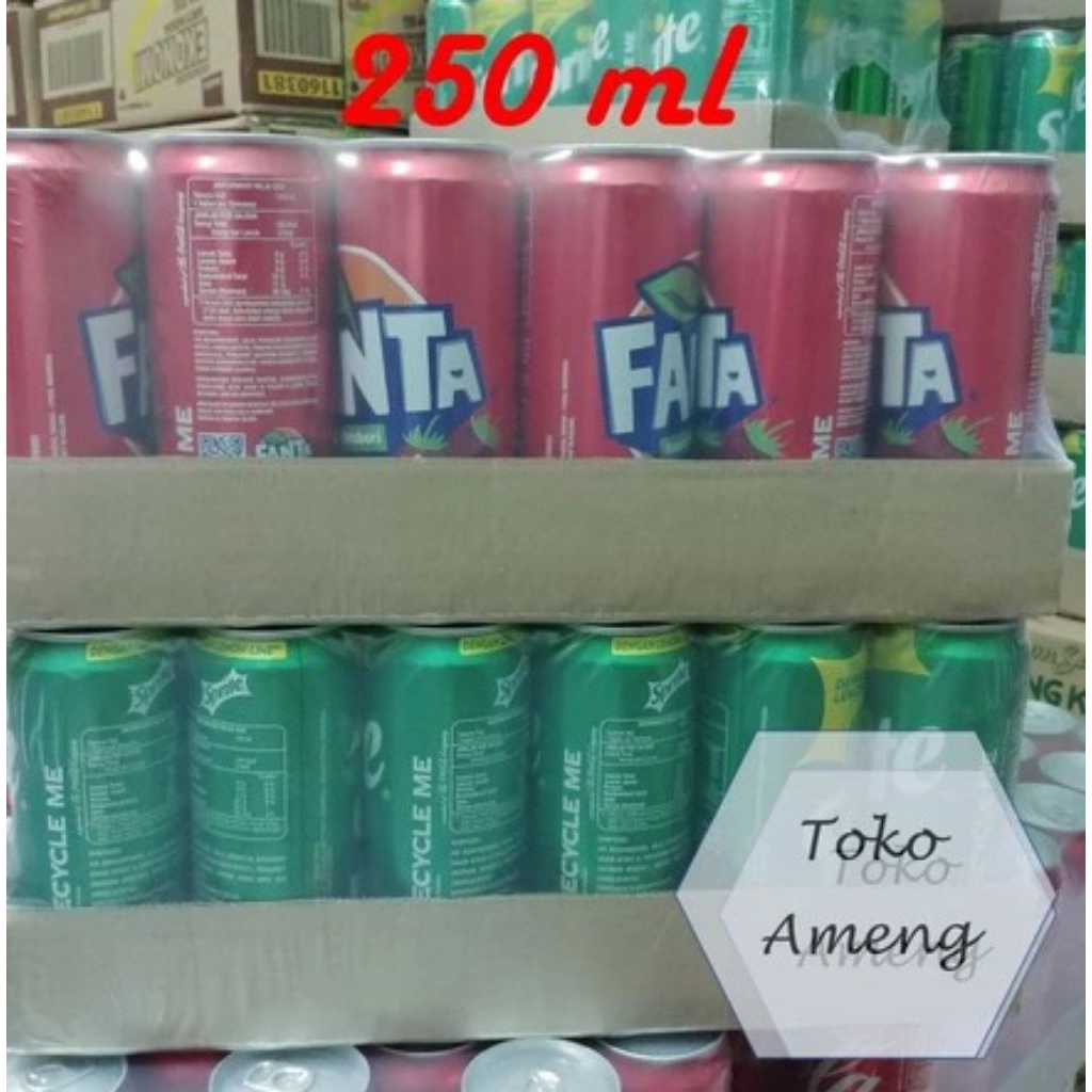 Cocacola, Fanta, Sprite, AW, Cola Zero Kaleng 250 ml - 1 DUS (24 PCS)
