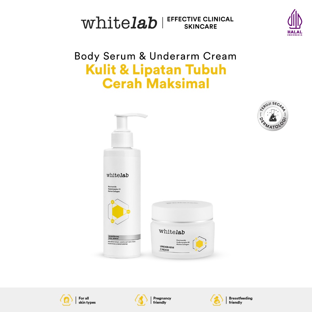 Whitelab Brightening Body Serum + Underarm - Pencerah Kulit Badan, Ketiak, Selangkangan dan Lipatan 