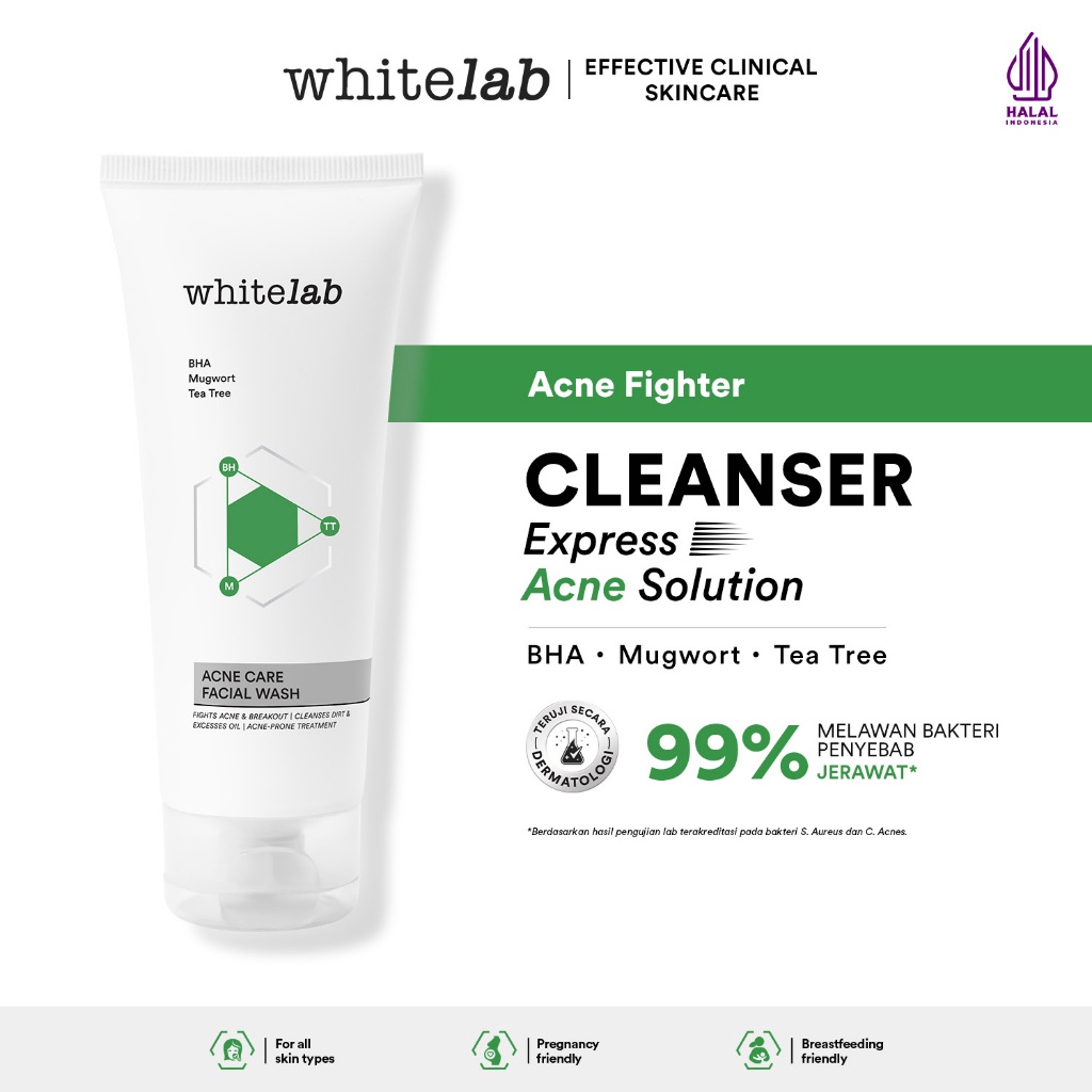 Whitelab Acne Care Facial Wash - Sabun Cuci Muka Untuk Kulit Jerawat Kontrol Minyak Berlebih Anti Ba