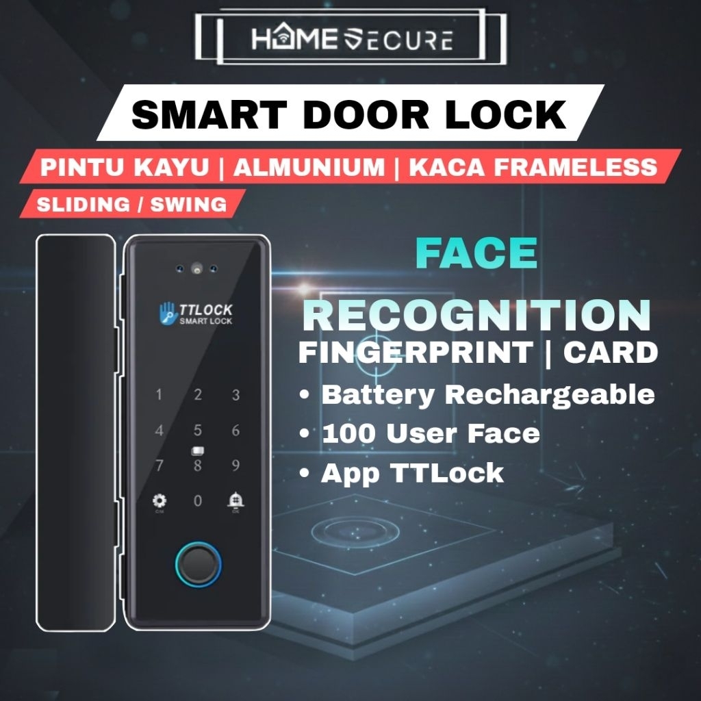 Smart Door Lock Face Recognition TTLock Kunci Pintu Digital Untuk Pintu Sliding Kayu / Smartlock Pin