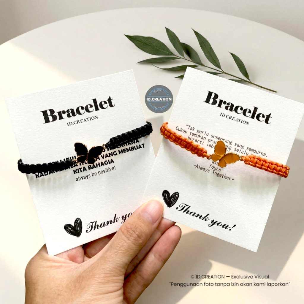 Gelang Kupu-Kupu Charm Enamel Butterfly - Tali Korea Anyam Untuk Wanita