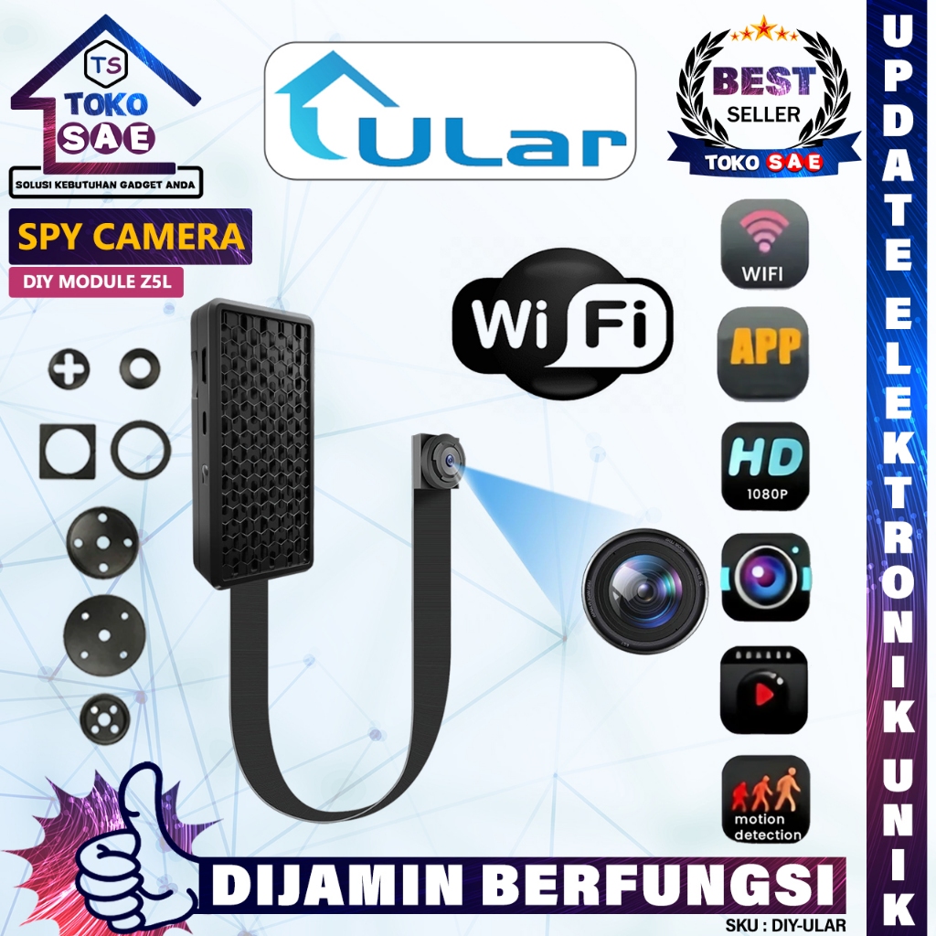 Camera CCTV Mini Spy Kamera Module DIY-ULAR Pengawas Rahasia dengan Resolusi Full HD 1080P Monitorin