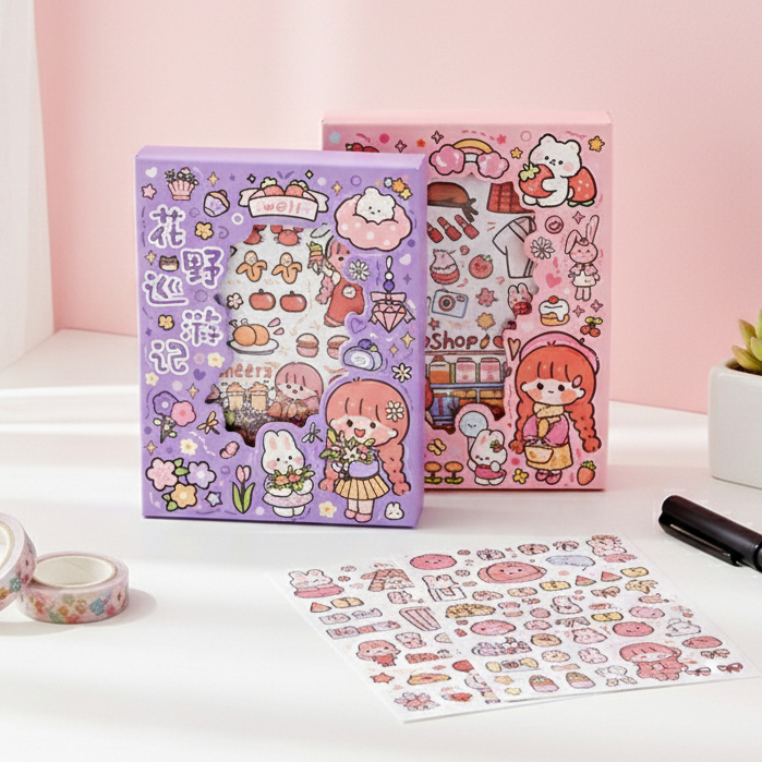 Isi 50 Lembar Sticker Deco Aesthetic Lucu Momo Stiker Anti Air Tumblr DIY Hp Cassing Case Casee Stik