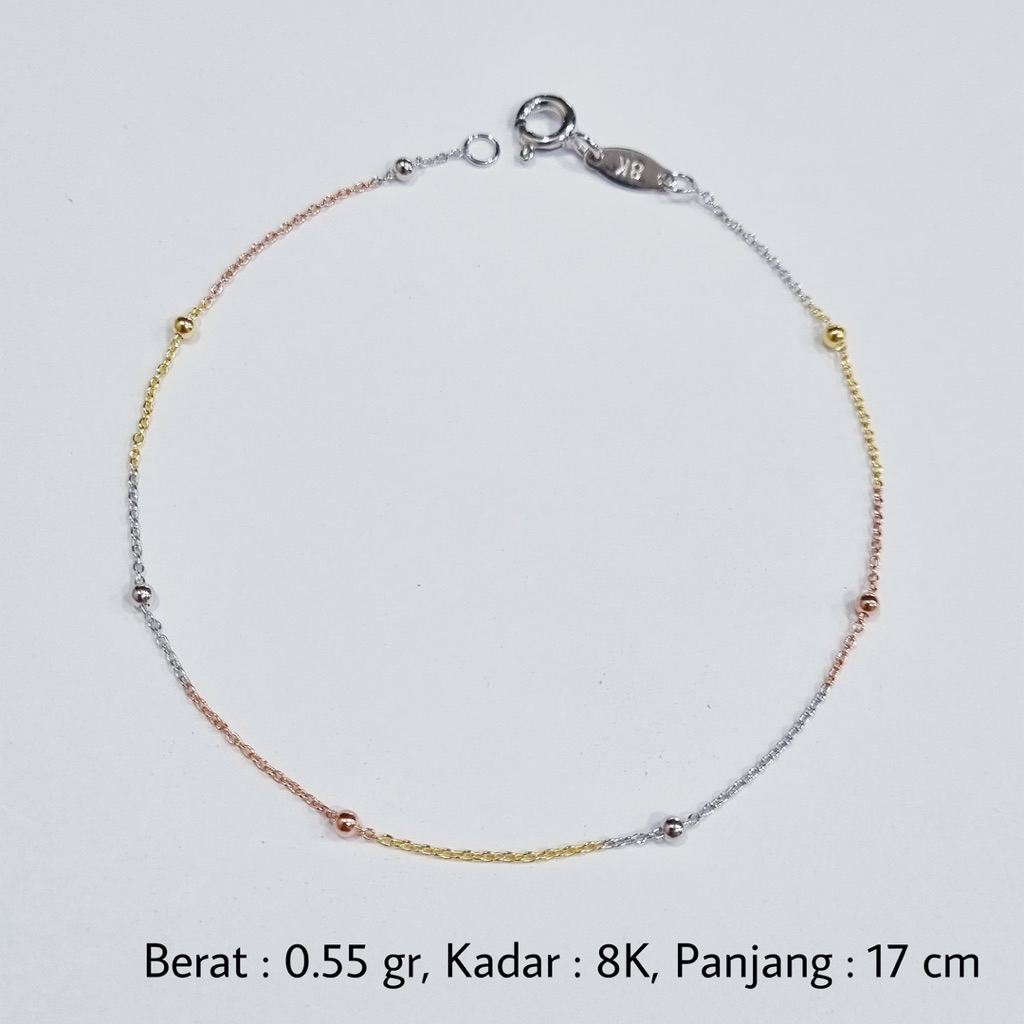 B10 KO- GELANG JEDAR 3WARNA 0.55GR KADAR 375 PANJANG 17CM
