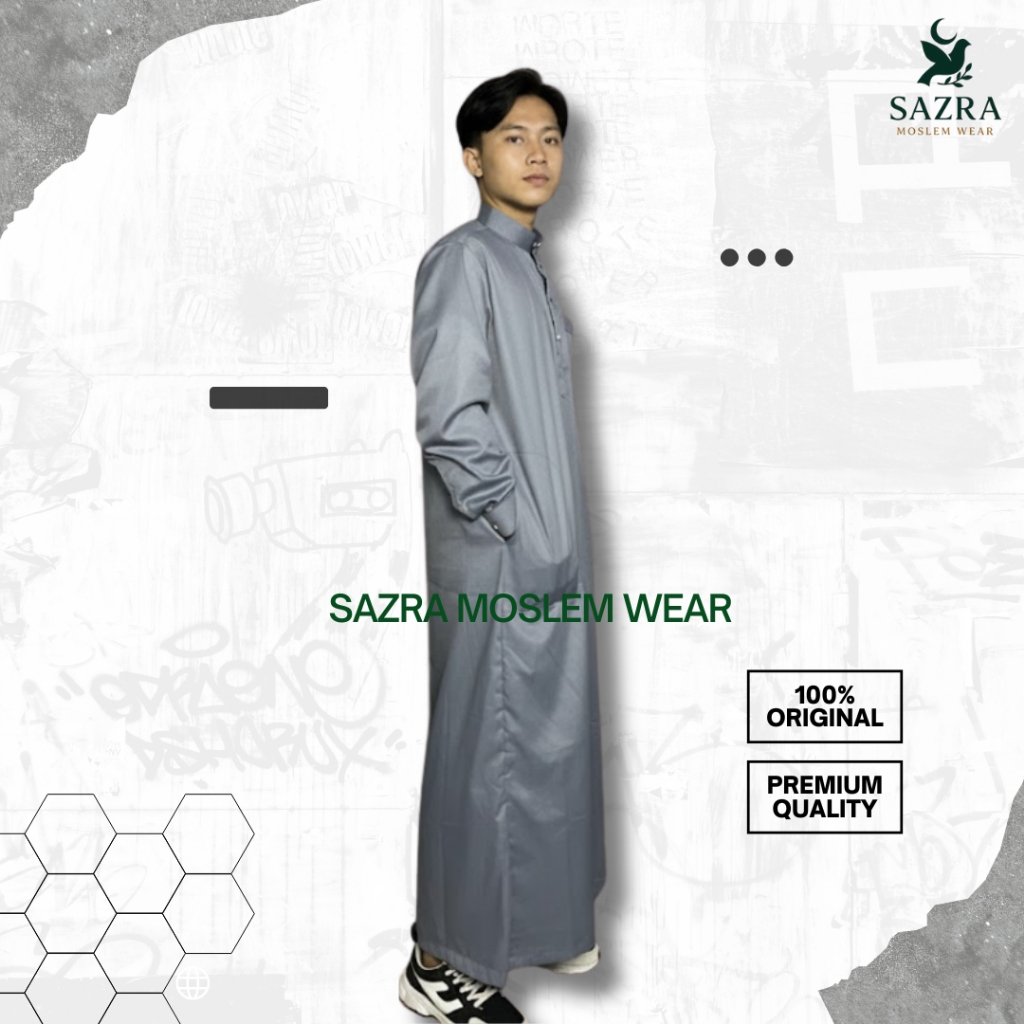 Jubah Polos Pria Premium Warna Abu-abu – Elegan & Nyaman | Sazra Moslem Wear