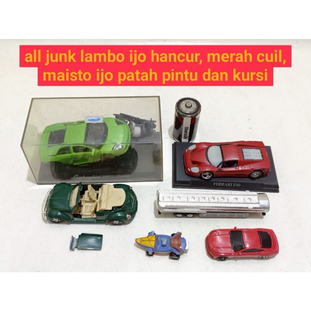 Set junk patah diecast lamborghini murcielago ferrari f50 , maisto volkswagen beetle cabriolet vw 13