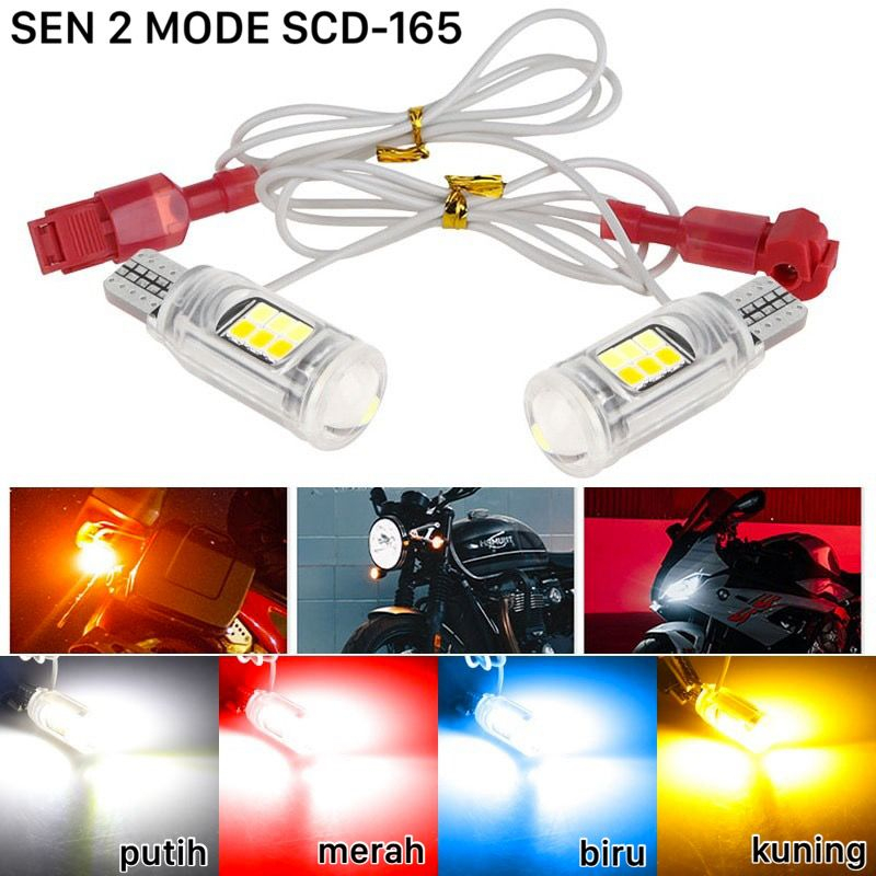 Bohlam Lampu LED Sen + Senja Dua Warna Lampu 2 Mode Sen & Senja T15/T10 Motor & Mobil