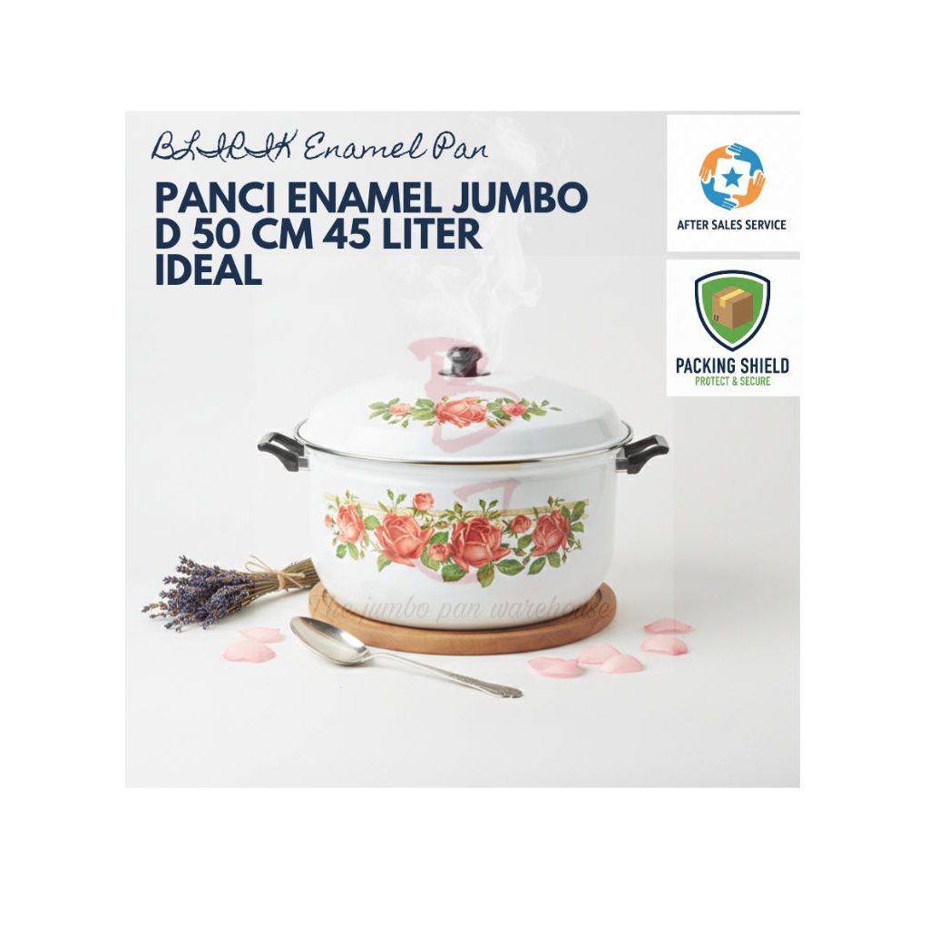 [JUMBO] Blirik Enamel Pan Bunga Panci Besar 50 cm 45 Liter Tutup Enamel - Panci Catering & Resto