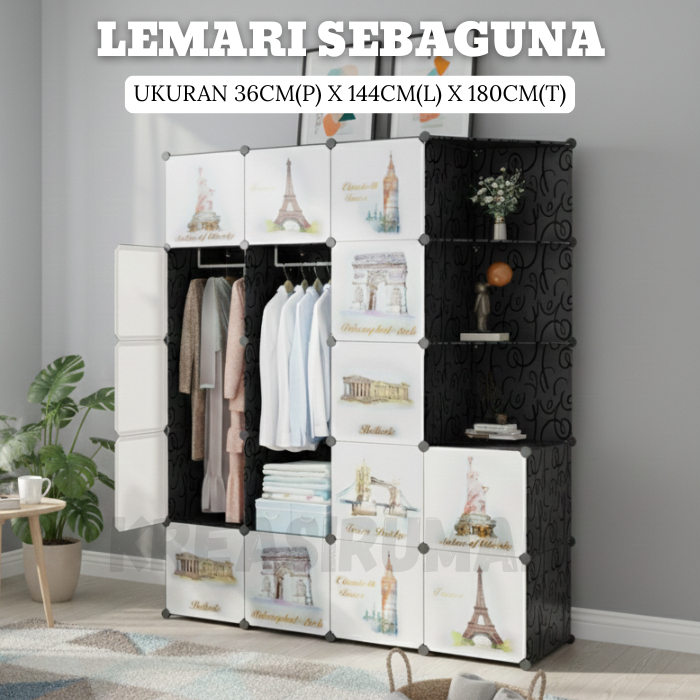 Lemari Plastik 17 Pintu 2rak Gantungan Lemari Plastik Lemari Serbaguna Lemari Portable