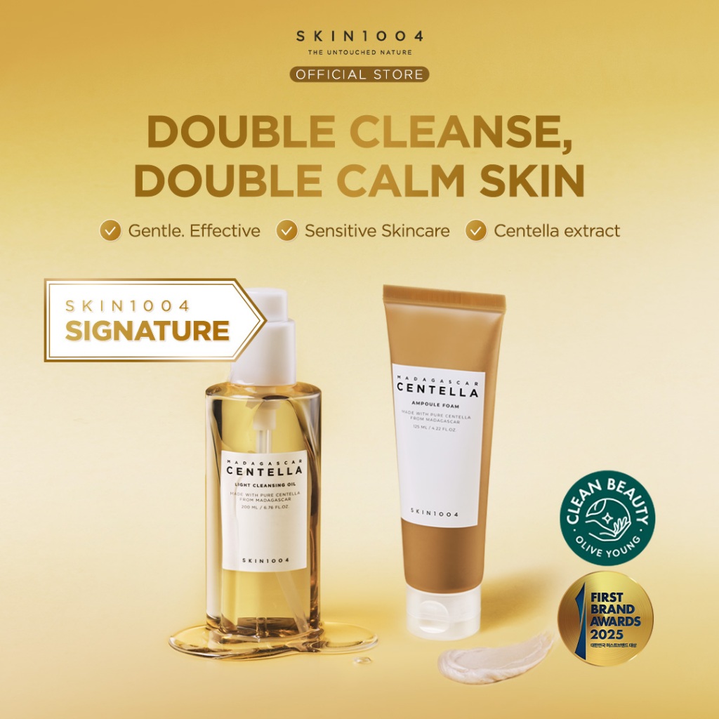 SKIN1004 Double Cleanse, Double Calm Skin (Centella Cleansing Oil 200ml + Ampoule Foam 125ml
