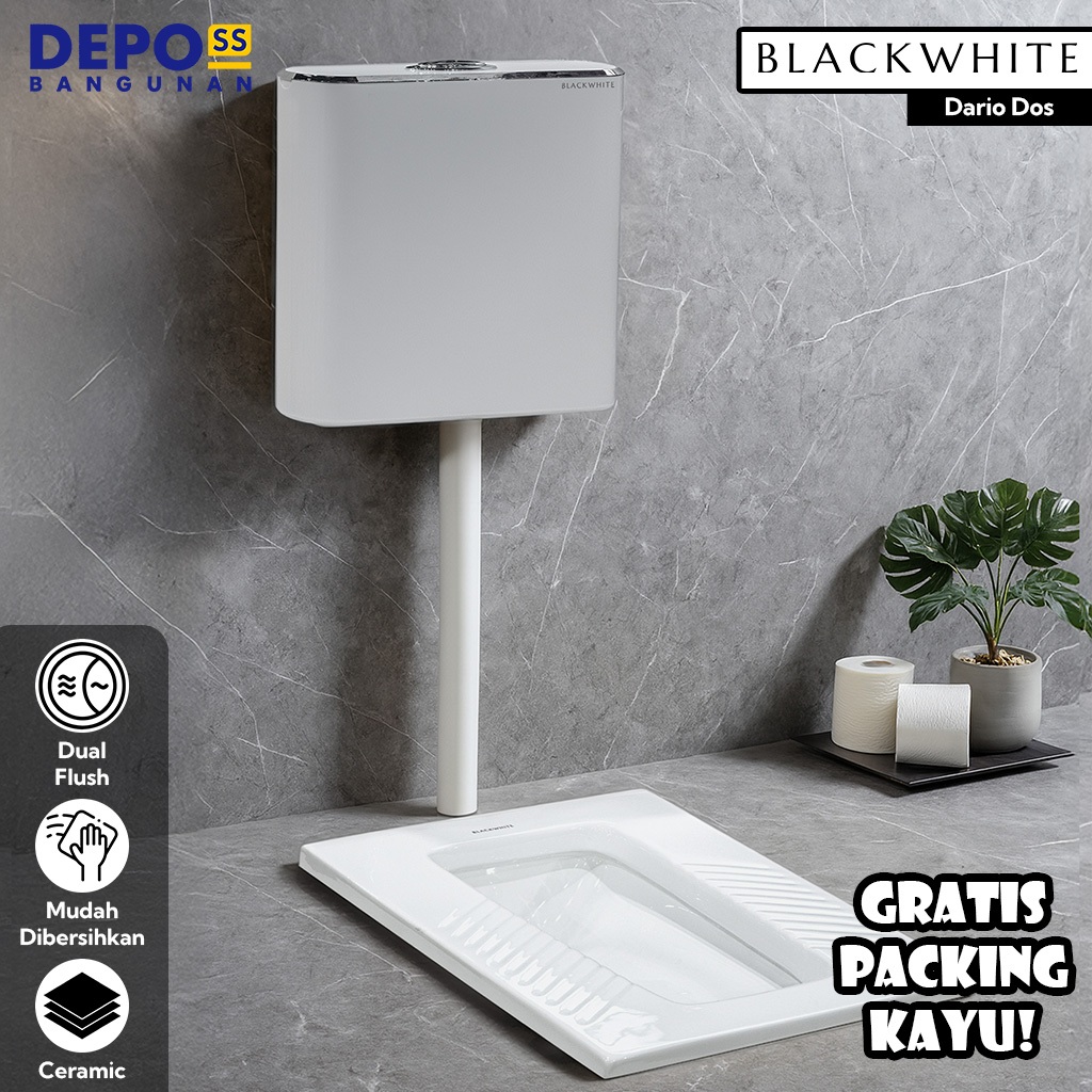 Kloset Jongkok Modern Flush Full 1 Set Dario Dos / Closet WC Toilet Jongkok Otomatis Dario Dos