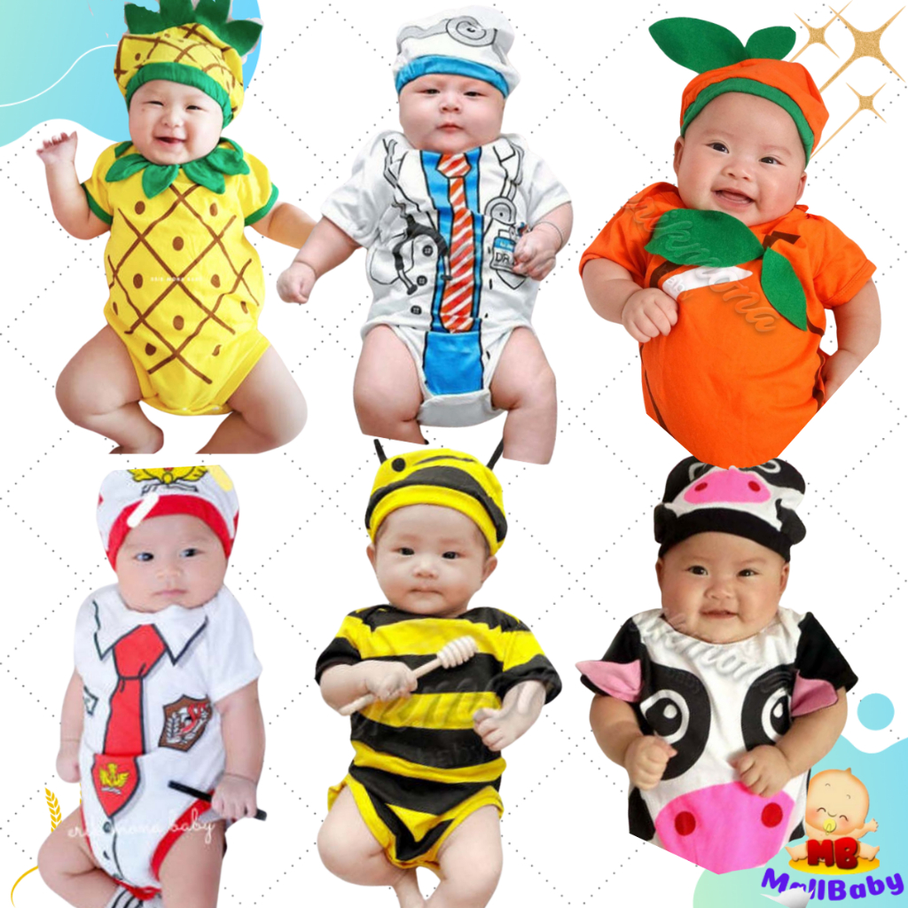 Jumper Bayi Lucu Karakter Kostum Bayi Adem 100% Katun Nyaman Dipakai Seharian