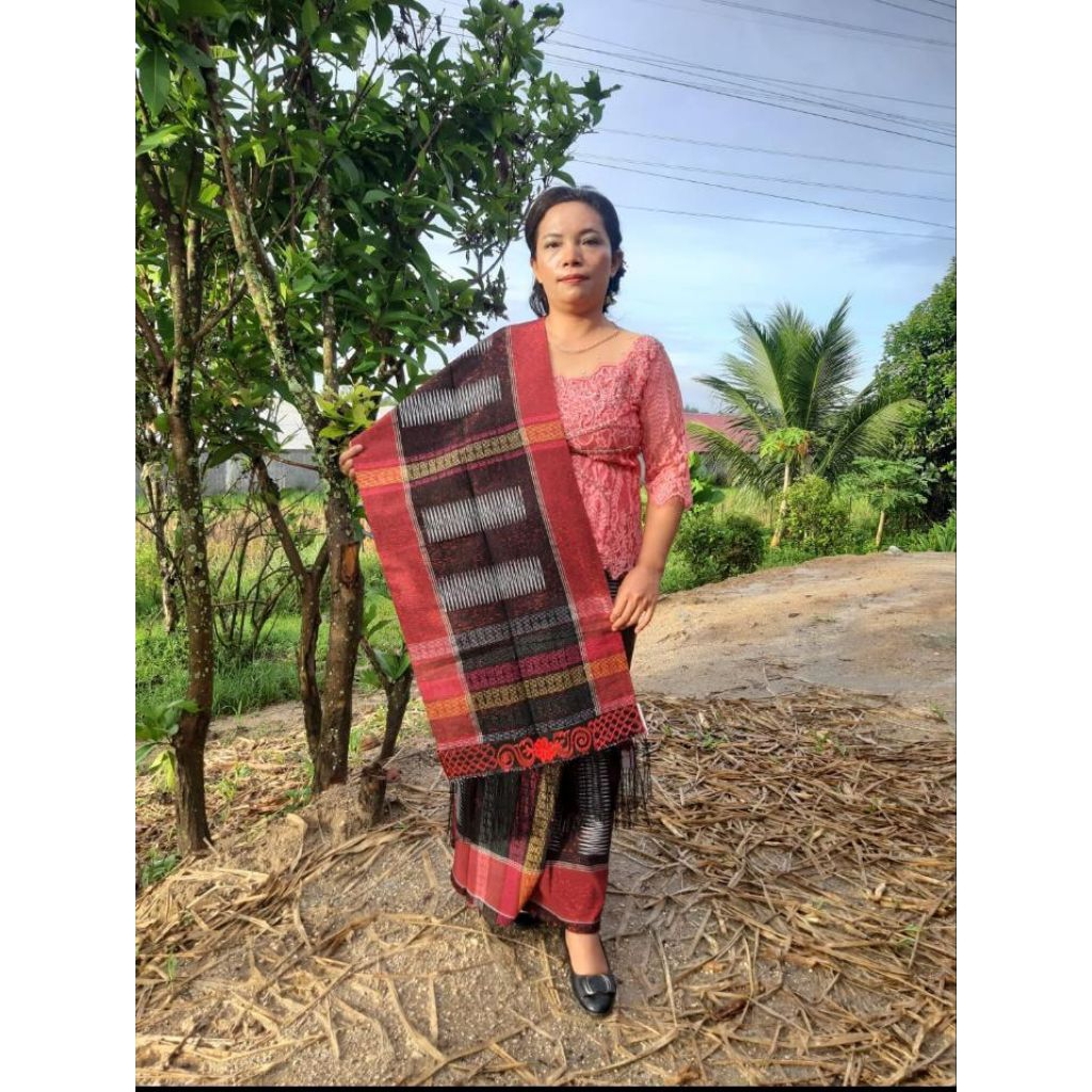 Setelan Bintang Maratur Sarung Selendang Kain Lilit ada Talinya Bordir Rumbai halus Tenun Mesin Song