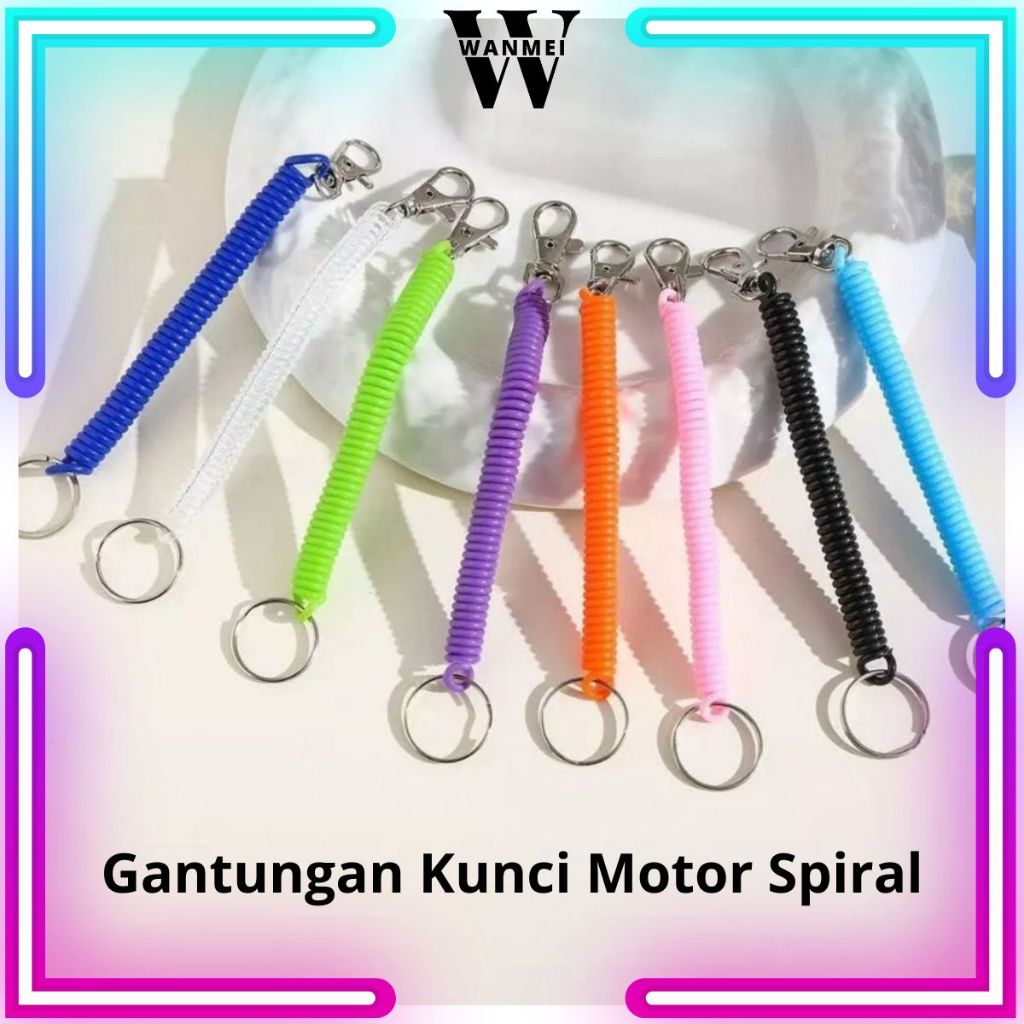 WM Gantungan Spiral Besar Anti Hilang Gantungan Kunci Mobil Karabiner Tali Pegas Kuat / Multifungsi