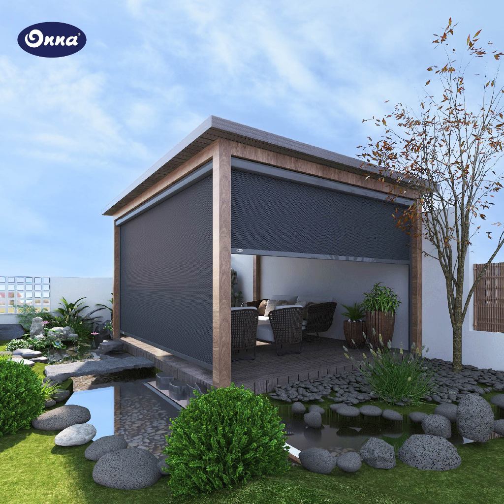 Tirai Outdoor Otomatis / Tirai Outdoor Remote / Tirai anti Air / Ziptex Blinds