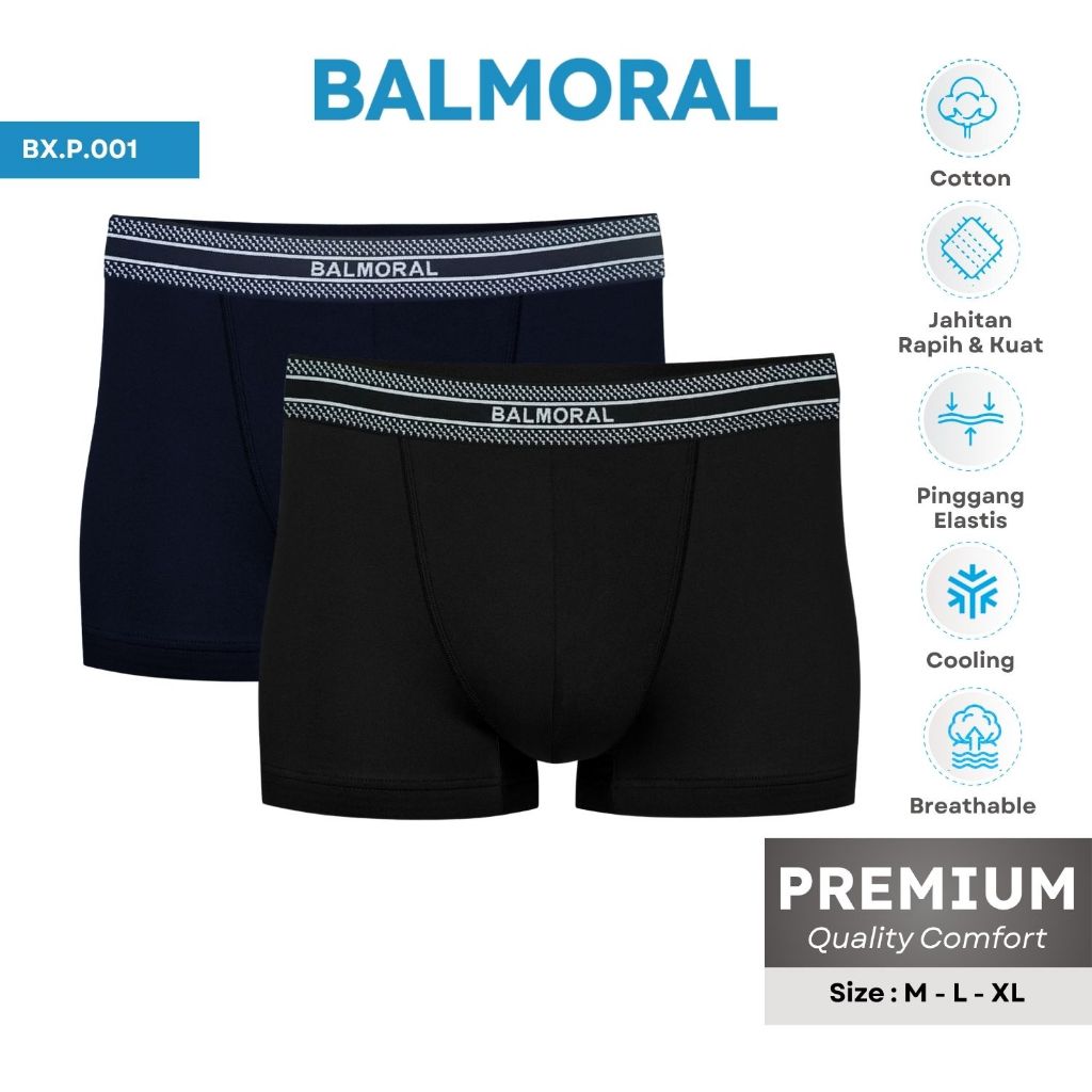 Balmoral Premium Celana Dalam Pria Boxer 2 Pcs Rayon Spandex BX.P.001