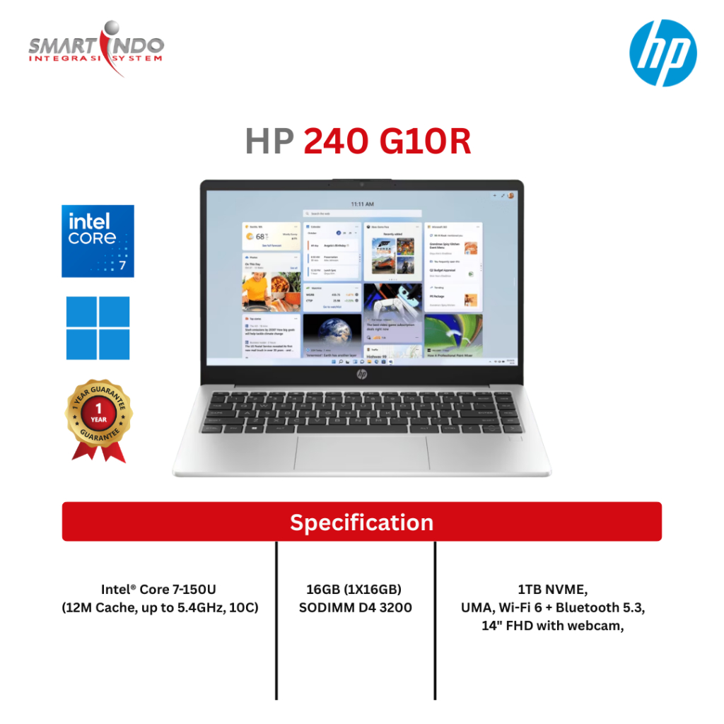 HP 240 G10R BV8Z4PT (Core 7 150U, 16GB, 1 TB ,WIN 11 PRO)