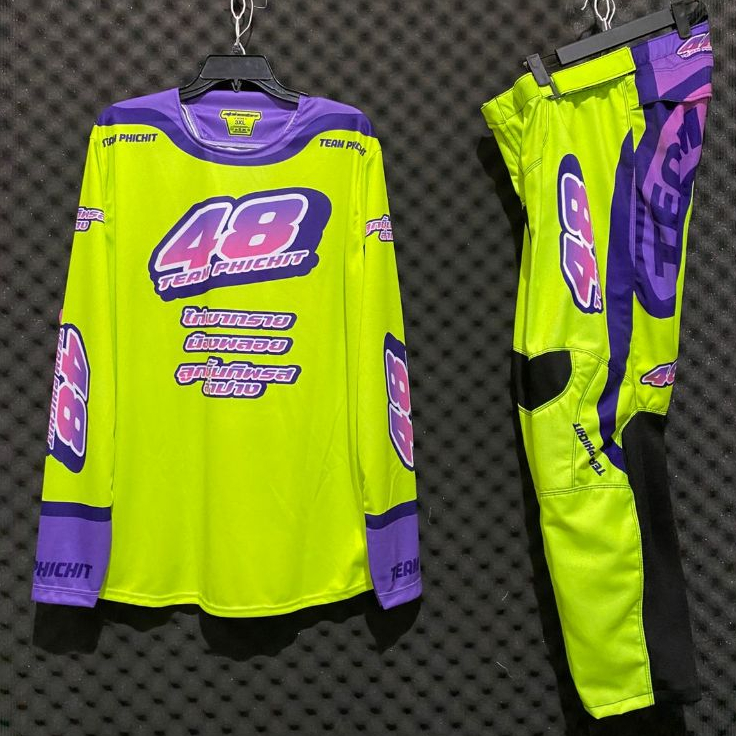 JERSEY SET BAJU DAN CELANA BALAP Trail Motocross Racing Roadbike Custom Nama dan No