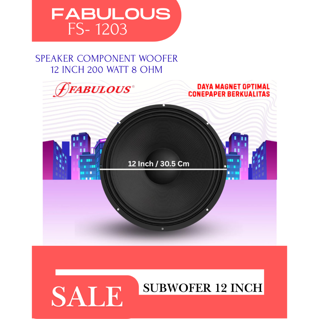 Subwoofer Speaker 12 Inch Fabulous FS-1203 MK2 Power 200 Watt 8 Ohm Woofer 12 Inch Double Coil Kompo