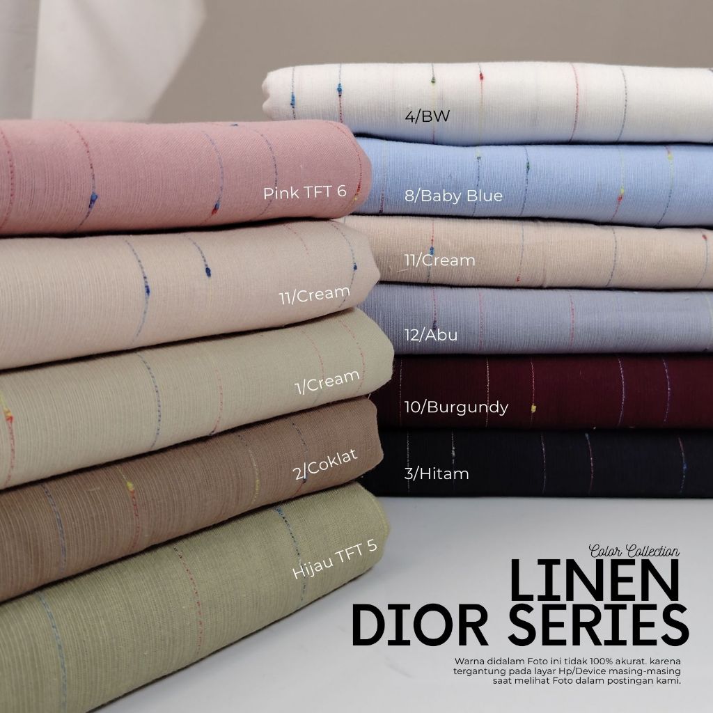 1 Yard Bahan Kain Linen Dior 1 & 2 – Bahan Kemeja, Gamis, Blouse, Kulot, Dress – Premium & Adem