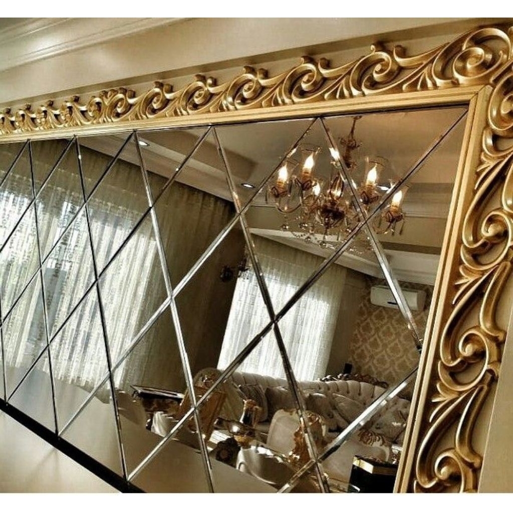 Pigura Kaca Bevel Ukir Mewah Kayu Jati – Custom Size