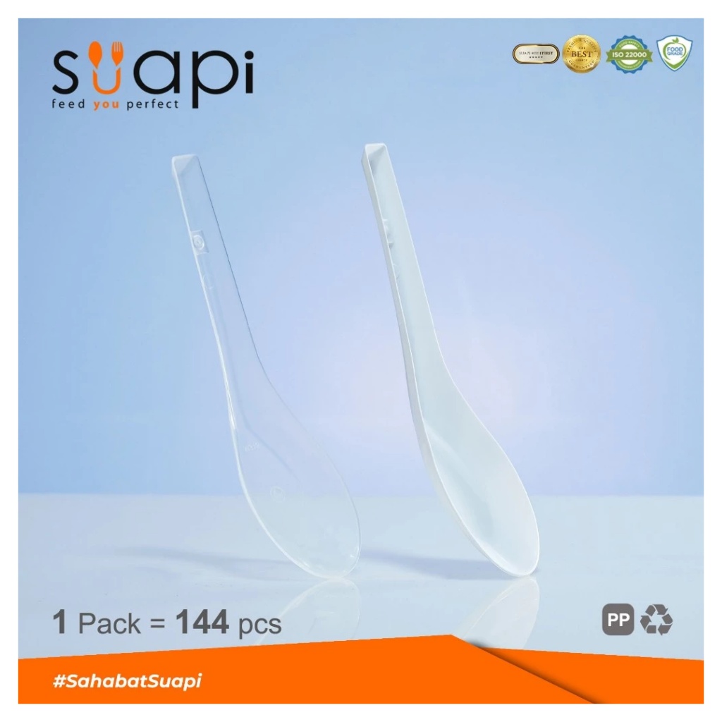 [144pcs] SUAPI PP Sendok Bebek Plastik Sup Soup Makan Makanan Kuah Catering Nasi Box Kotak