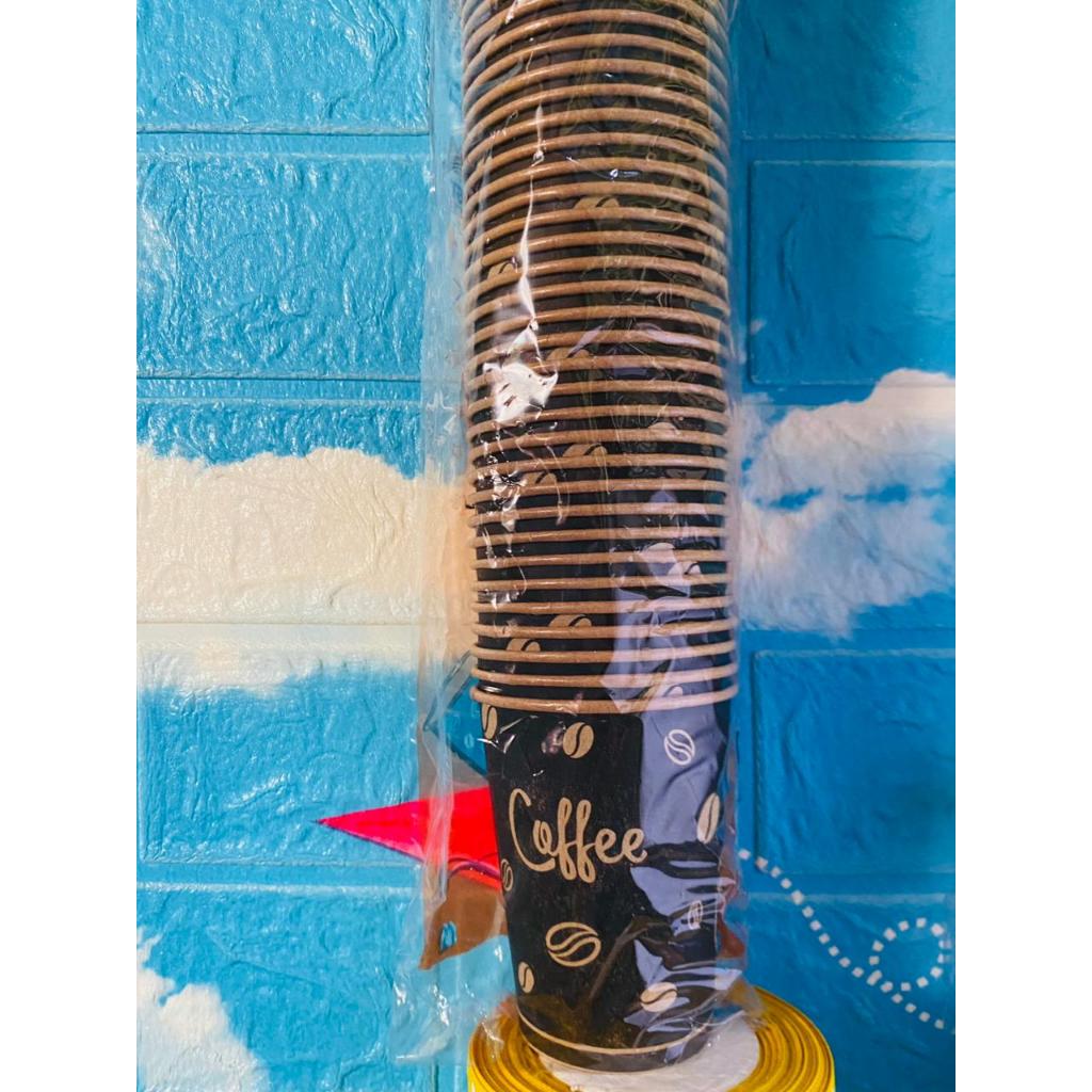 Paper Cup Kraft 8 Oz Motif Isi 50pcs || Gelas Kertas Coklat Ooolala