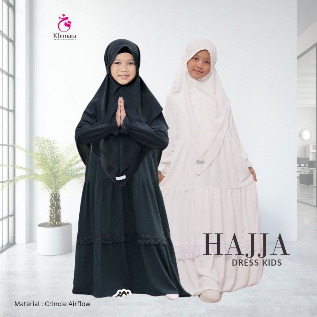 Hajja Dress Kids Gamis Putih  Anak Manasik Haji Umroh Anak Tidak menerawang by Falova