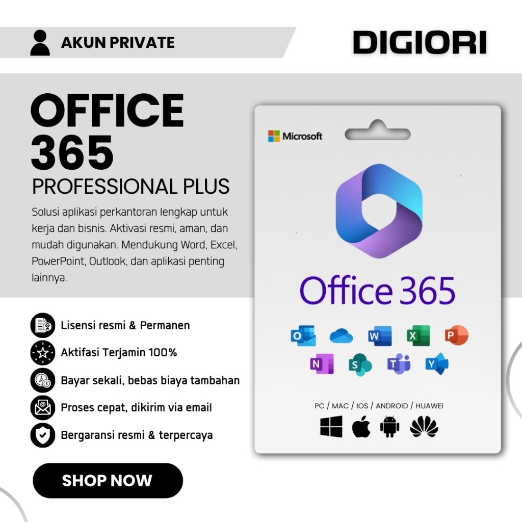 Office 365 Original / Akun 365 Resmi Lifetime - Support Mac Windows Android Ios Huawei