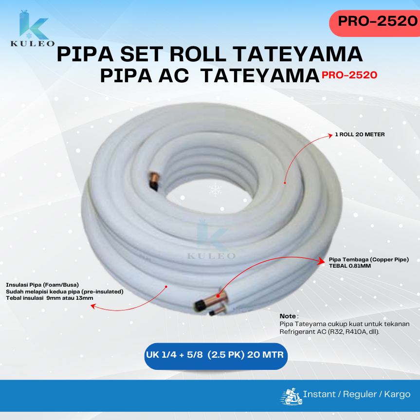 Pipa Set AC Tateyama PRO 2.5PK 20M - Pipa Set AC 2.5PK Tateyama Pro 2530 - Pipa Set AC Tateyama Pro 