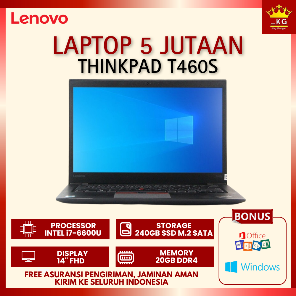 Laptop Lenovo ThinkPad T460S Intel i7-6600U RAM 20GB SSD 240GB 14"FHD Windows 10 Pro Laptop Promo