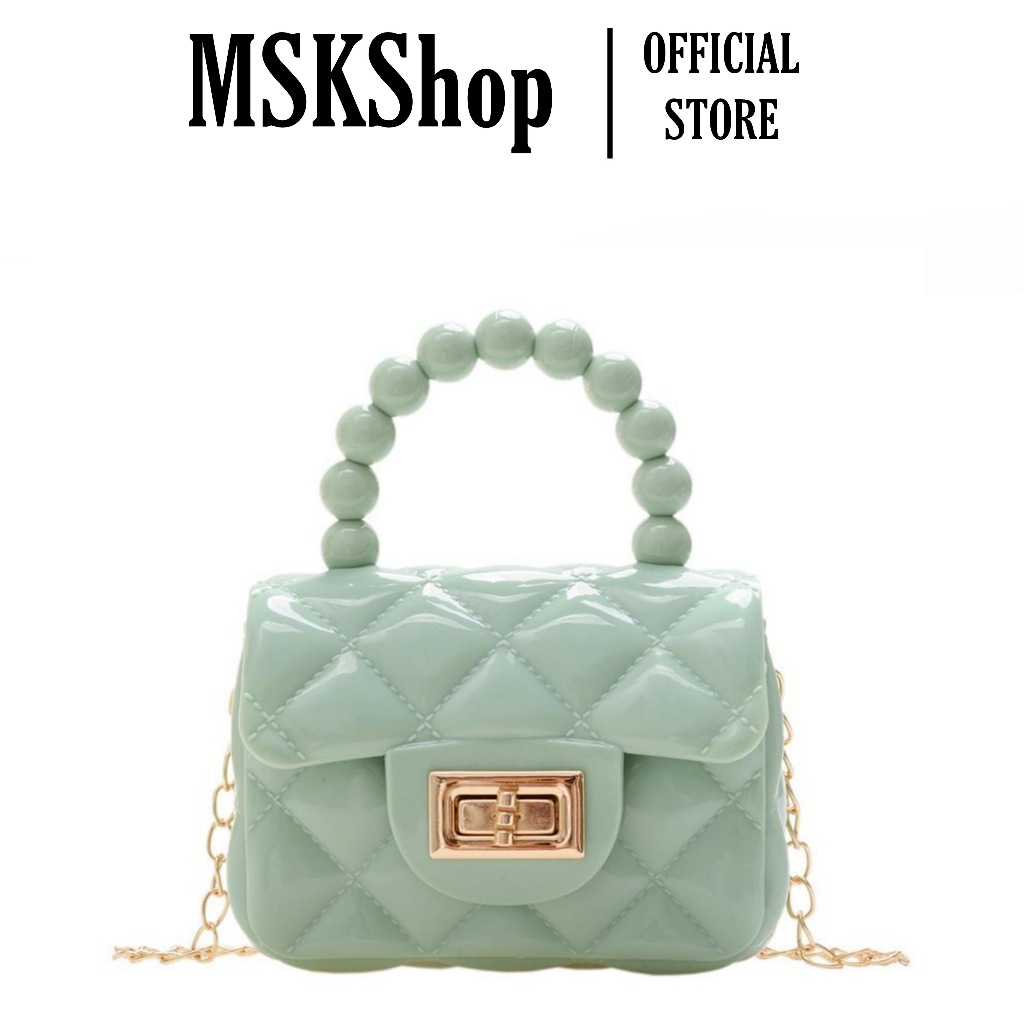 TAS SELEMPANG JELLY RUBBER/ TAS SELEMPANG ANAK IMPORT KOREA/ TAS BAHU MOTIF DIAMOND MUTIARA
