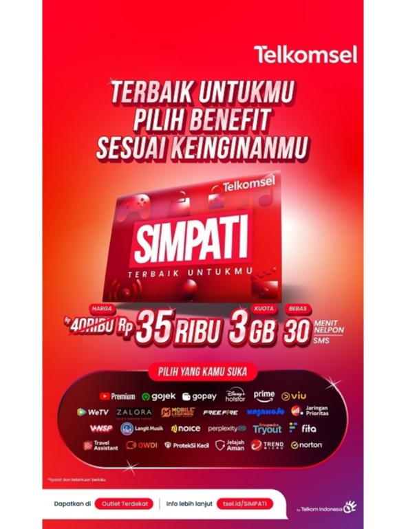 Kartu Perdana #SIMPATI Prabayar Telkomsel - Bulanan 3GB 30 Hari Kuota Nasional