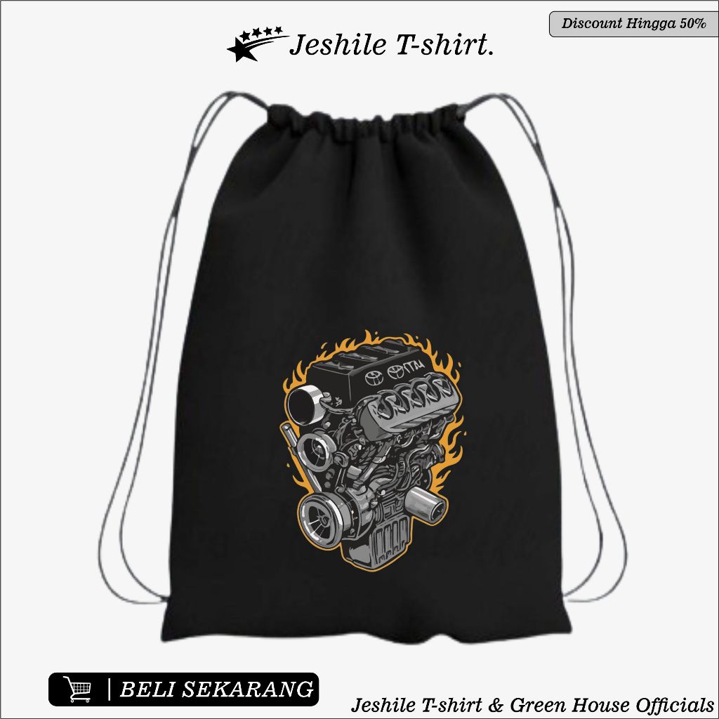 Tas Tali Serut Hitam Motif Mekanik Toyota Mk4 By Jeshile T-Shirt