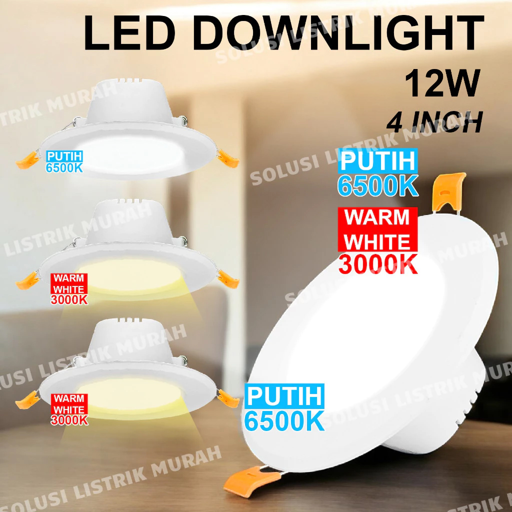 Lampu LED Downlight Inbow 12 Watt Downlight Panel 4 Inch Putih Warm White