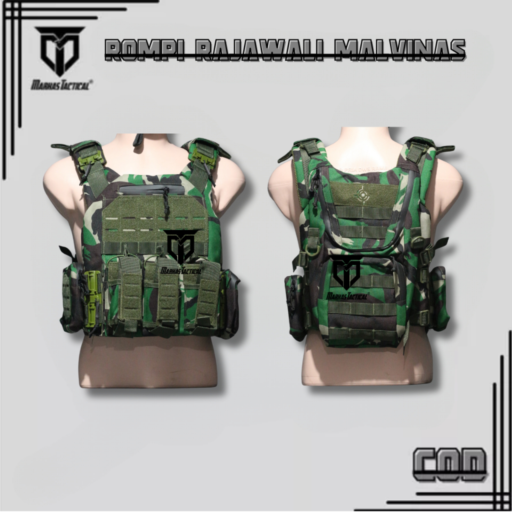 Rompi Body Vest Laser Rajawali TNI POLISI Double Quick Release - Rompi Anti Peluru - Bodyvest Loreng
