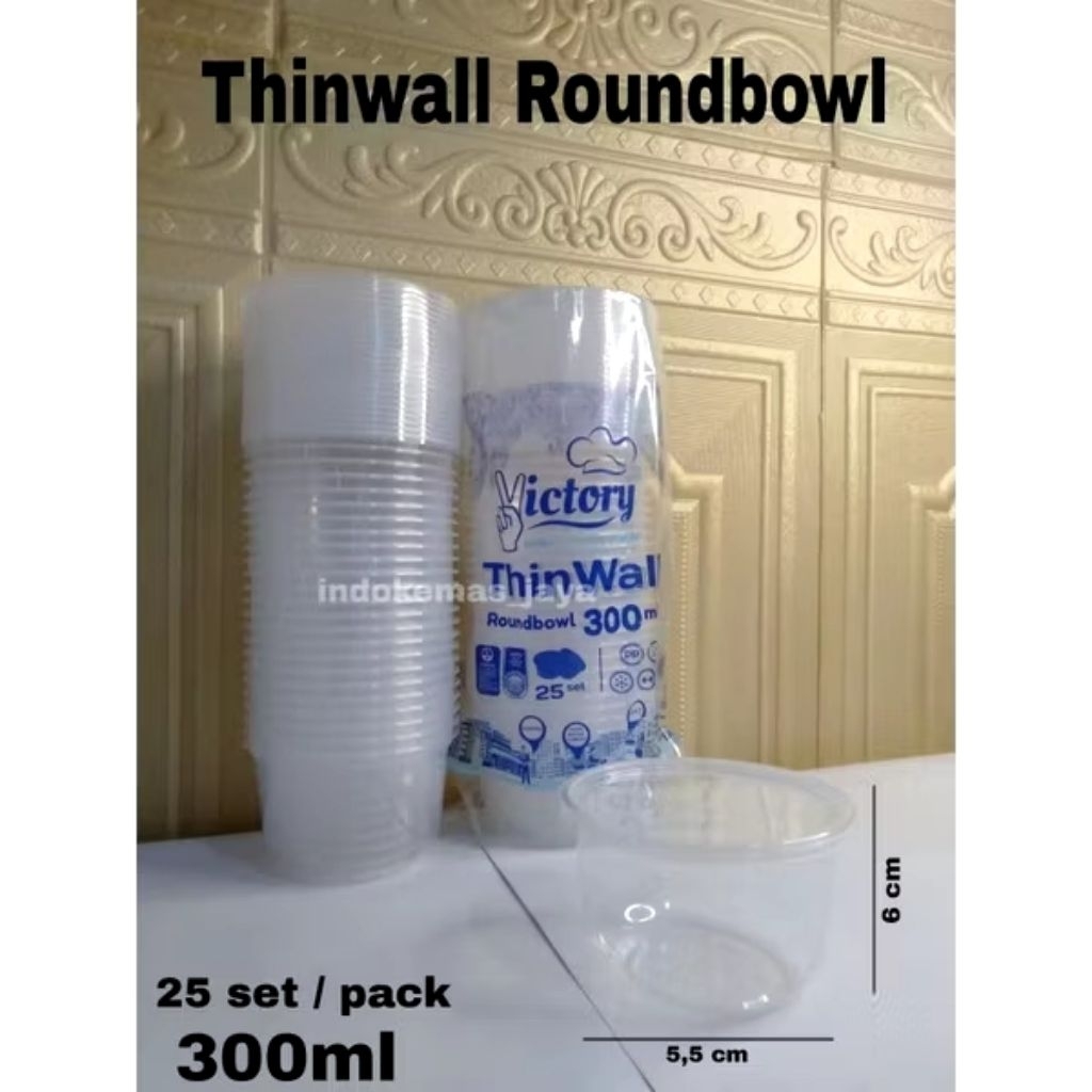 [ 25 pcs ] Thinwall Roundbowl 300ml Victory/ Tempat Makanan Berbentuk Mangkok/ Mangkok Plastik dan t