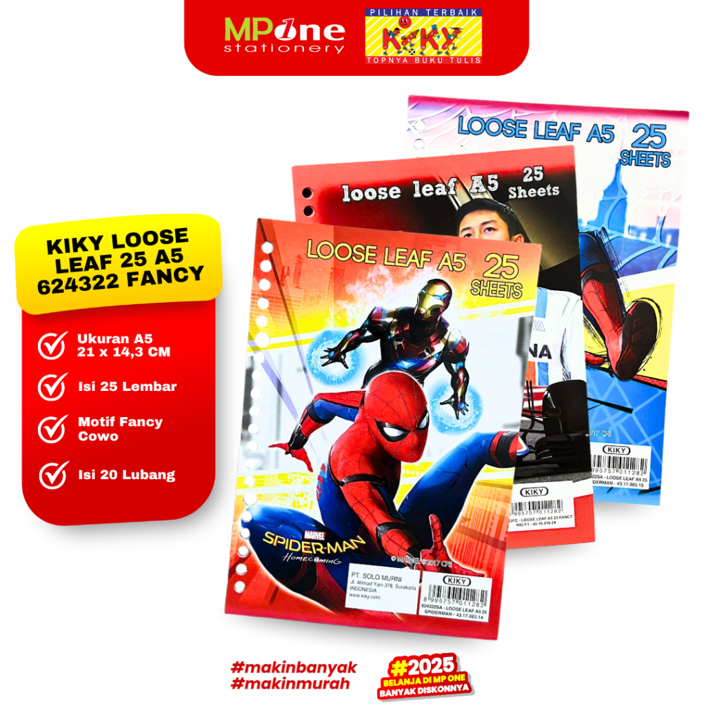 Kiky Loose Leaf Motif Fancy Cowo A5 624322 / Isi Binder Motif Fancy Isi 25 Lembar KIKY