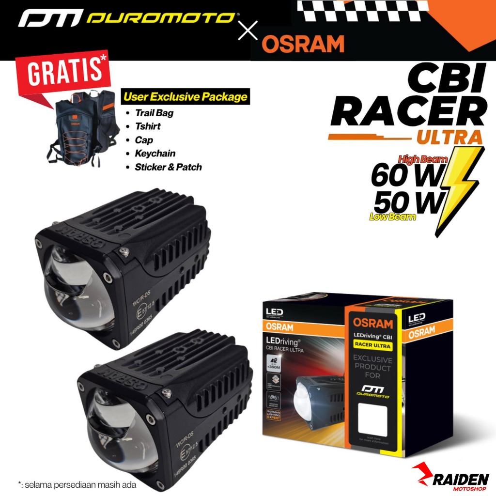 DUROMOTO X OSRAM CBI RACER ULTRA LAMPU FOGLAMP LED MOTOR MINI BILED