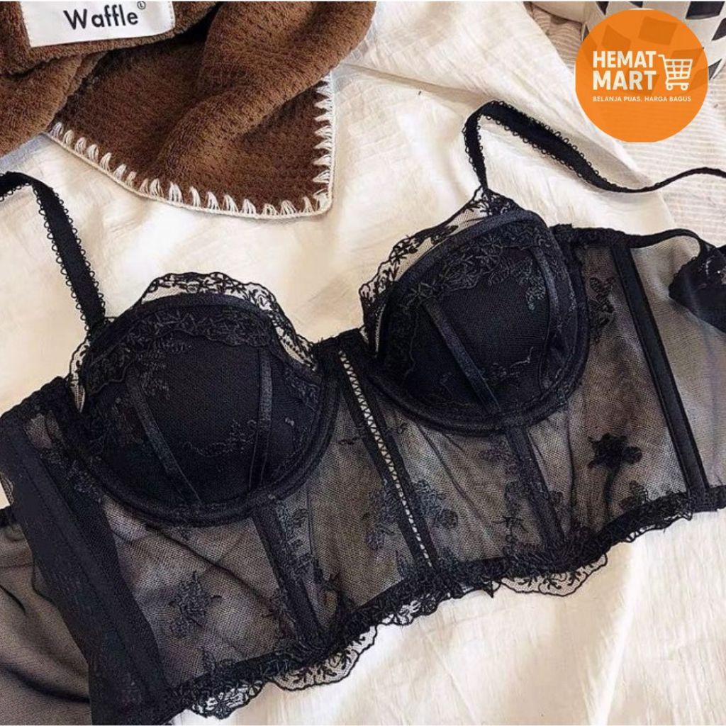 HematMart DIANE Atasan Dalaman Tanktop Bralette Model Korset Bra Lace Bustier S-XL dan Celana Dalam