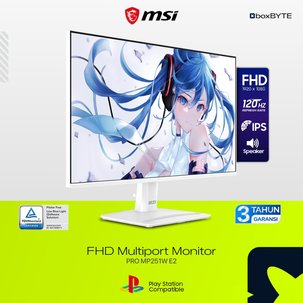 Monitor Putih MSI 25 Inch IPS 120Hz Speaker | MSI Pro MP251W E2