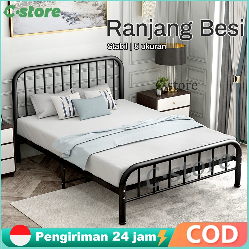 Tempat Tidur Besi Basicbed Series 6 Ukuran Hitam/Putih Dipan Ranjang Besi Tatakan Divan Tempat Tidur
