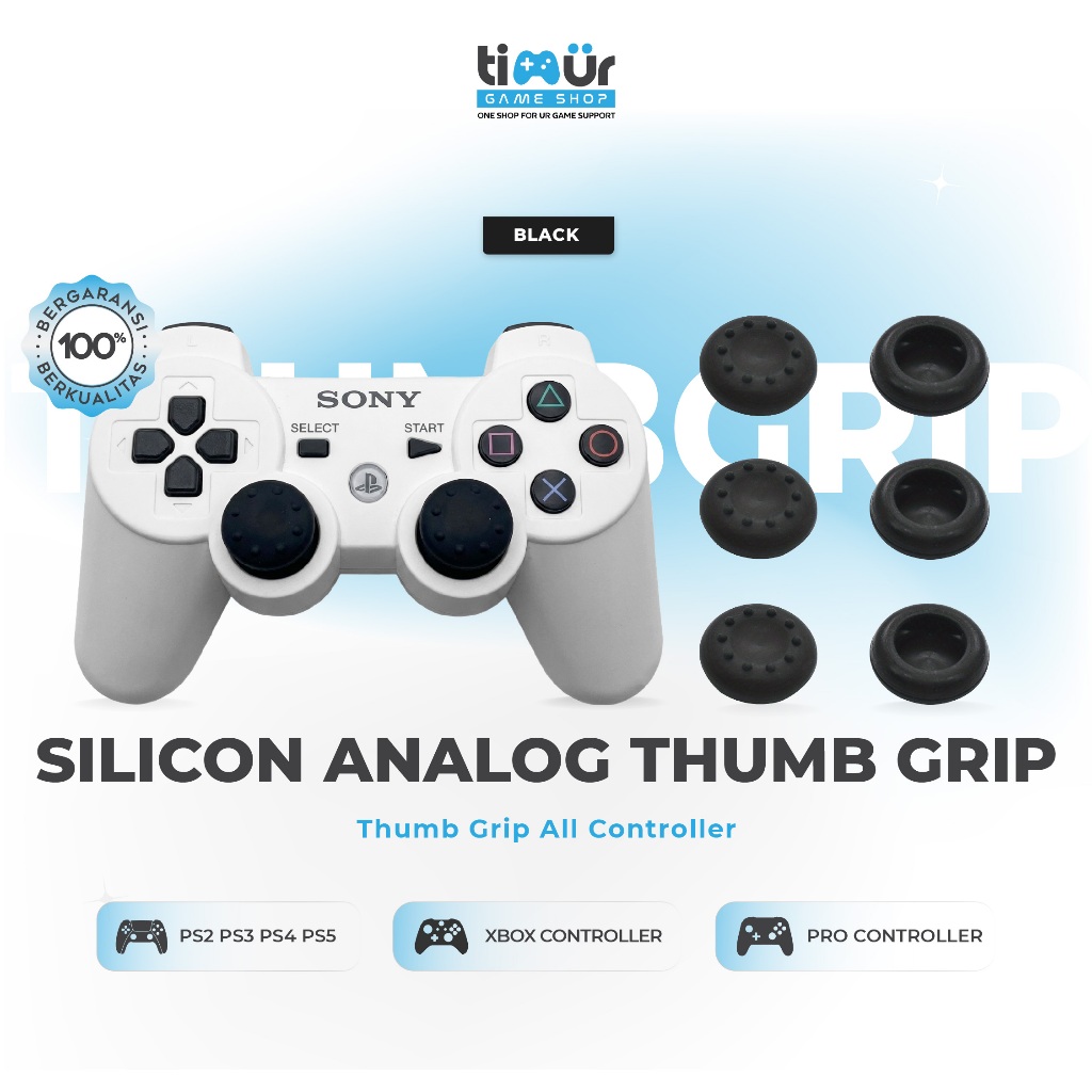 Karet Silikon Analog Thumb Grip Stik PS2 PS3 PS4 Xbox 360 One Hitam