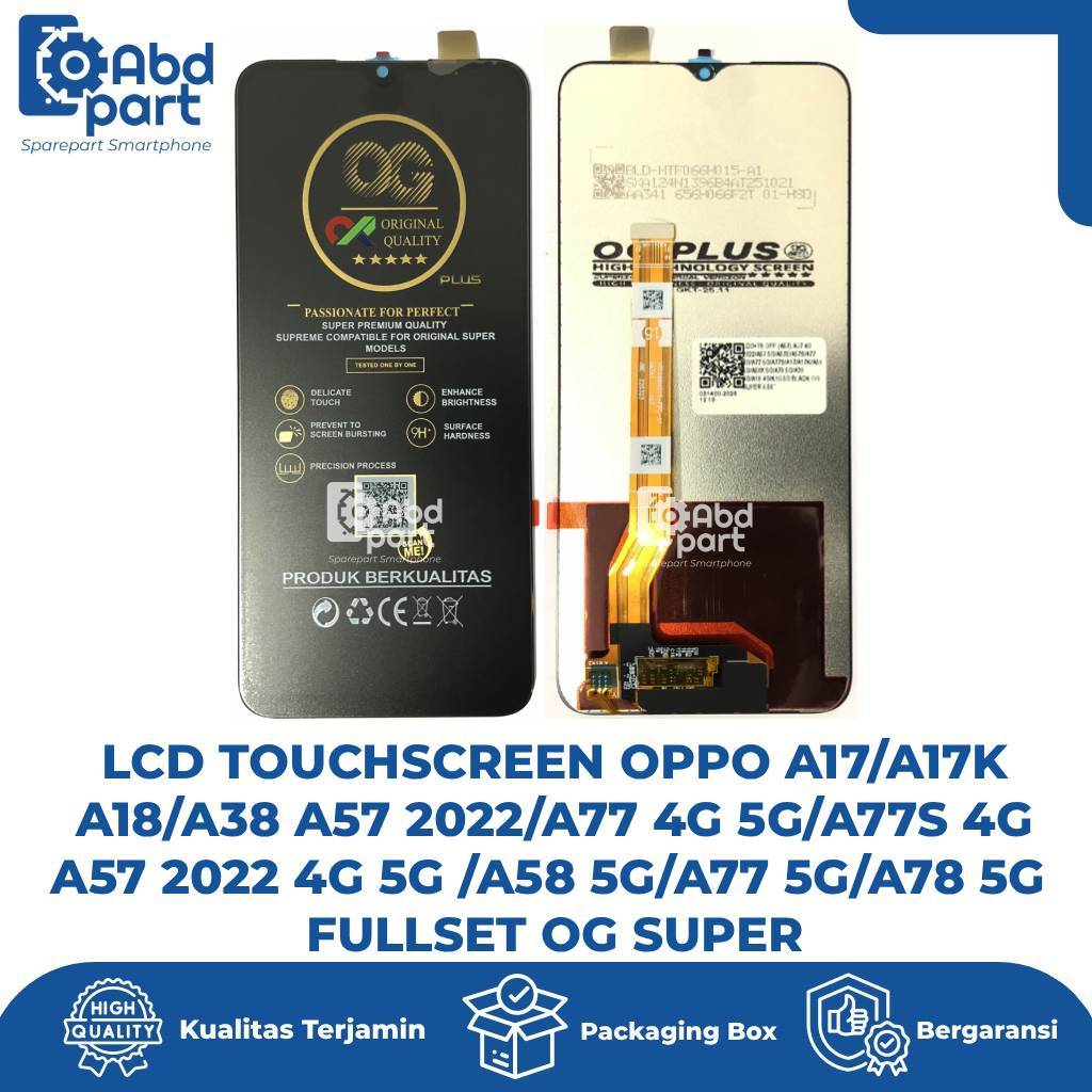 LCD TOUCHSCREEN OPPO A17/A17K/A18/A38 A57 2022/A77 4G 5G/A77S 4G/A57 2022 4G 5G /A58 5G/A77 5G/A78 5