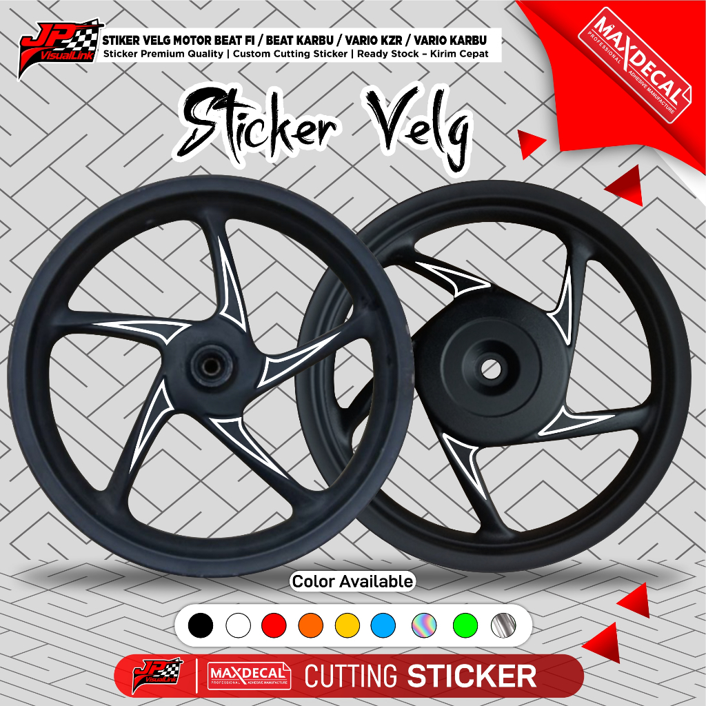 Stiker Velg Motor Honda Beat Karbu Beat FI Old Vario KZR Vario Karbu – Cutting Sticker Velg