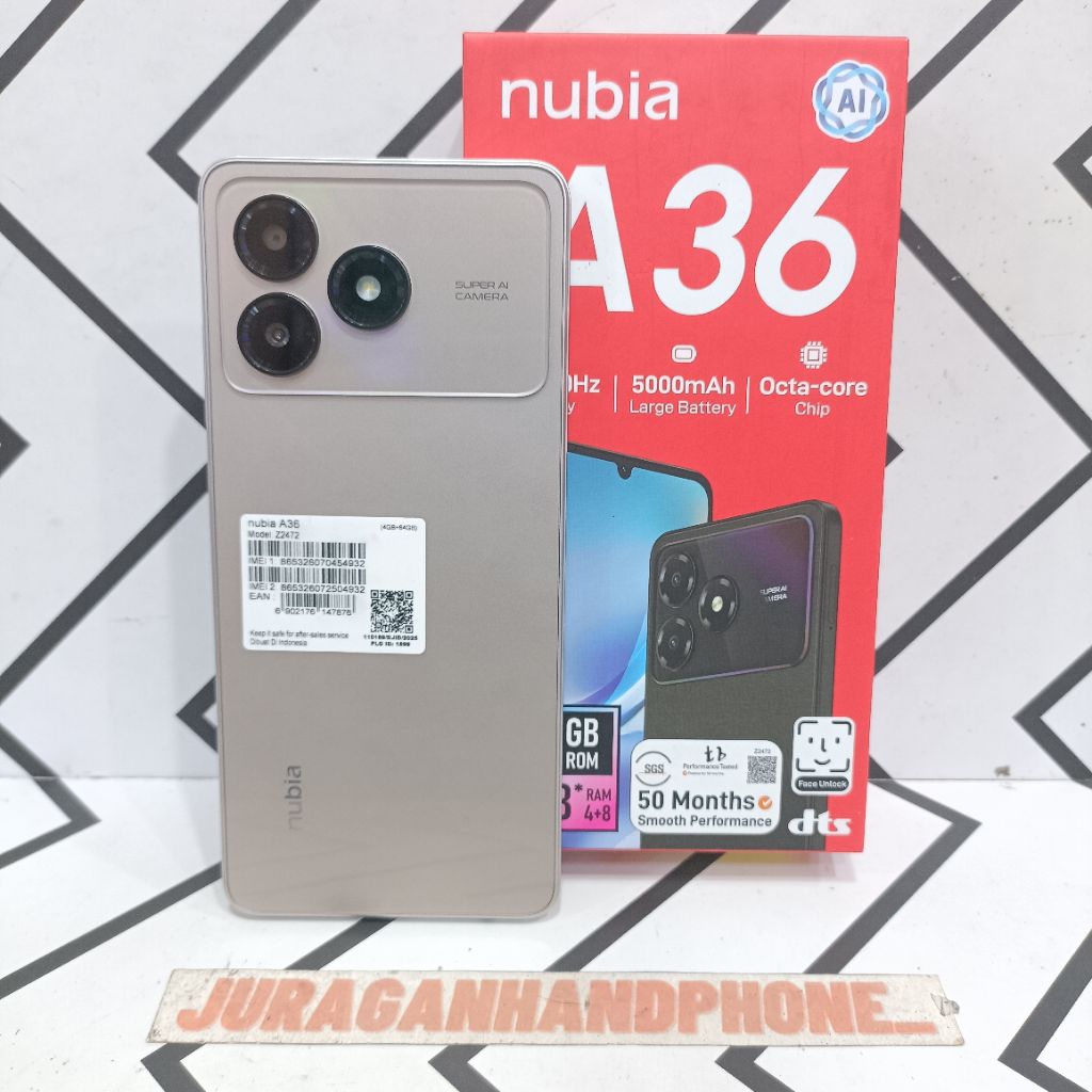 ZTE NUBIA A36 4/64GB HP BEKAS SECOND FULLSET