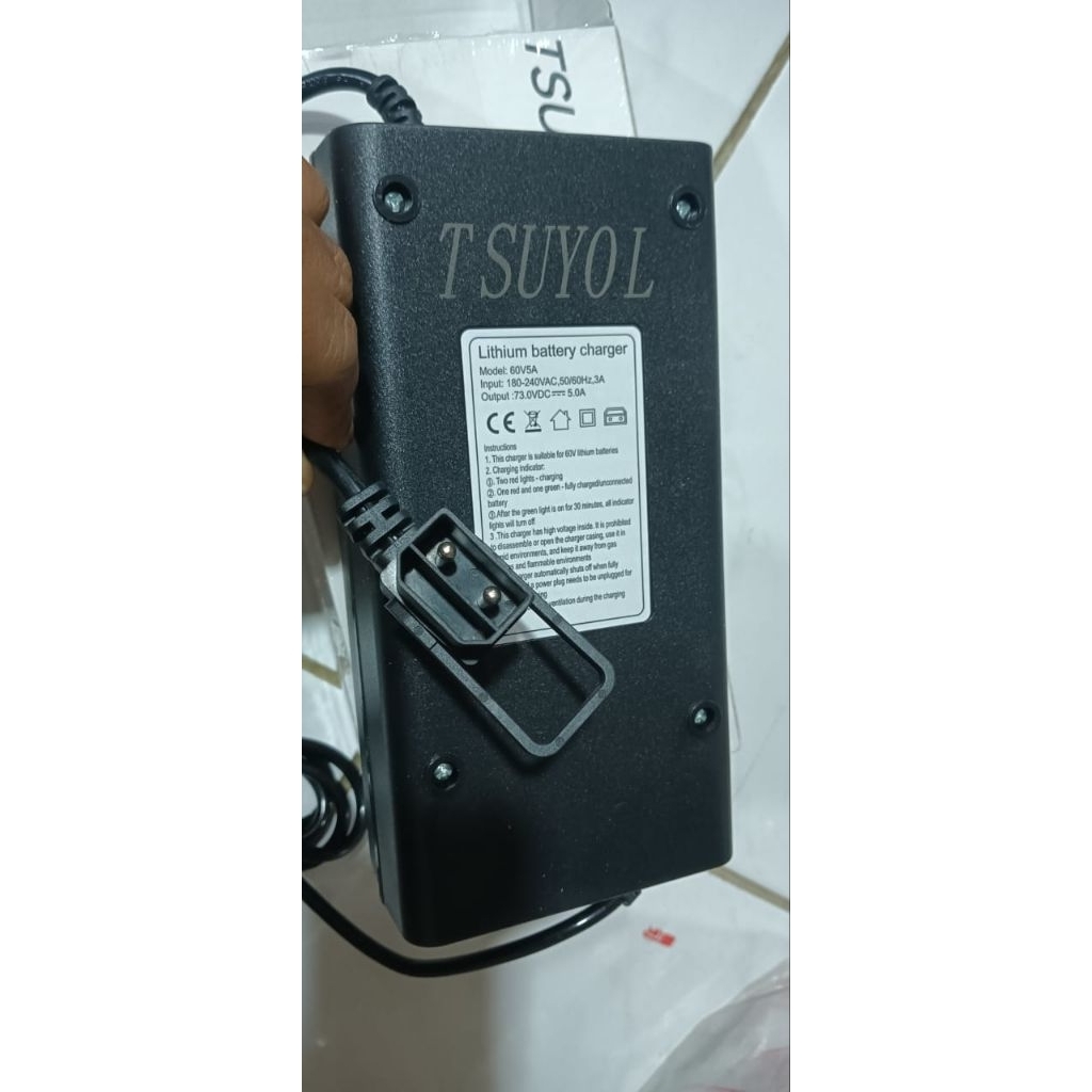 CHARGER VOLTA TSUYOL 60V 5ah, CASAN MOLIS VOLTA, CHARGER MOTOR LISTRIK 5AH,60 VOLT