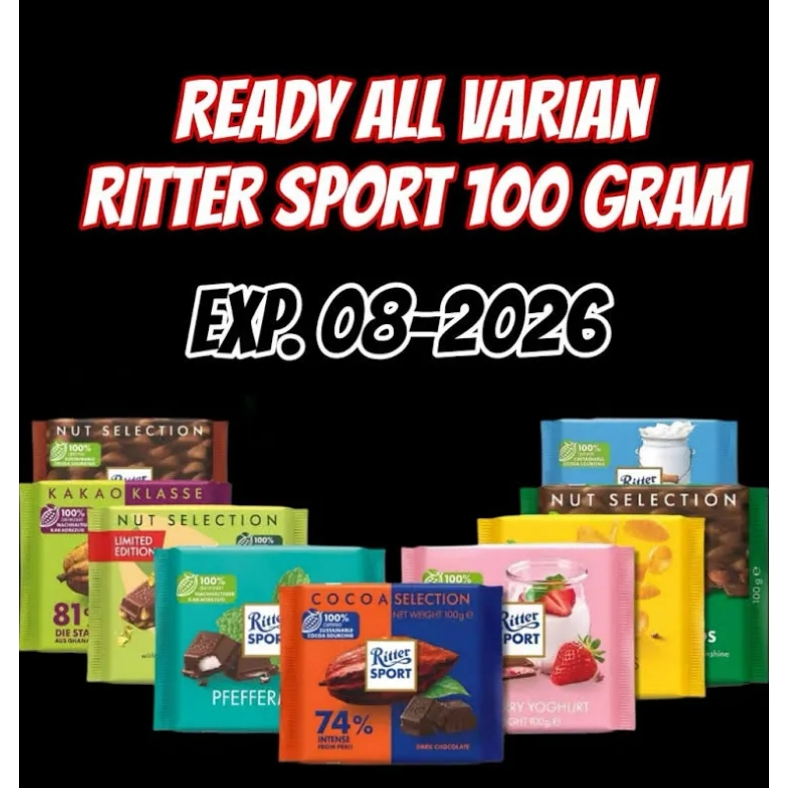 PROMO AKHIR TAHUN ED September 2026 RITTER SPORT 100G / COKLAT IMPORT GERMANI RITTER SPORT 100GR