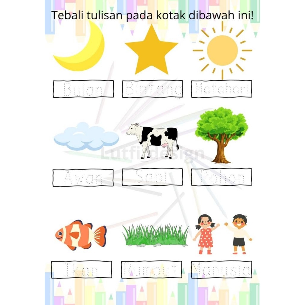 Worksheet Anak Paud - Tk tema membaca dan menulis