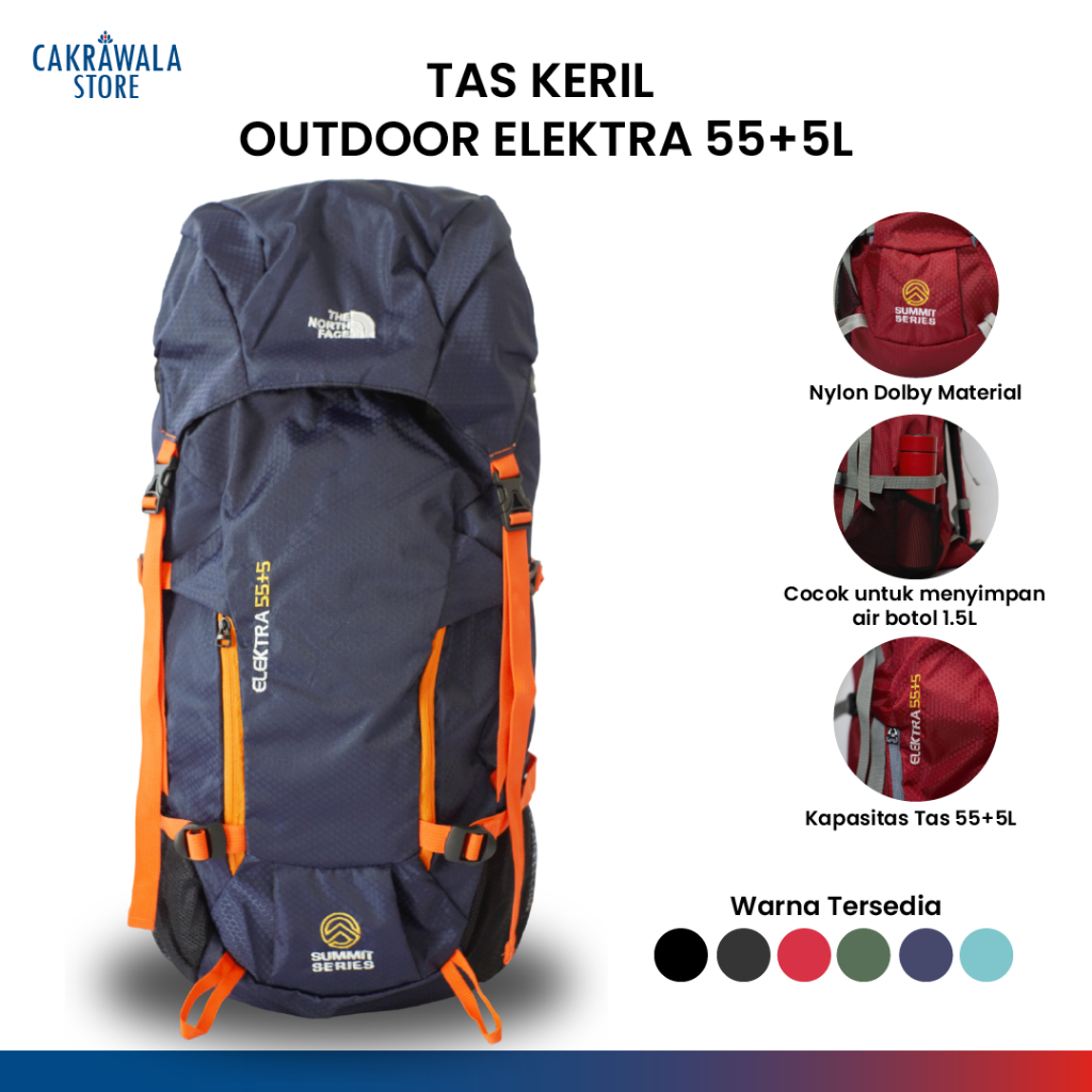 Tas Gunung Keril Outdoor Elektra 55+5L Summit Series -Carrier Gunung Outdoor Kuat & Awet